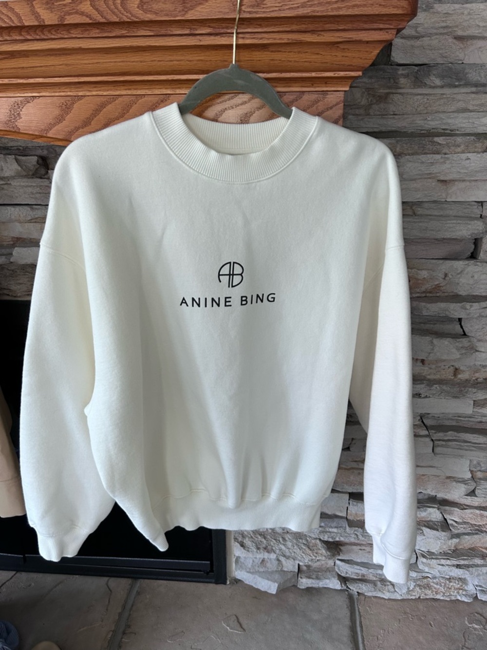 Anine Bing White Crewneck with Black Logo